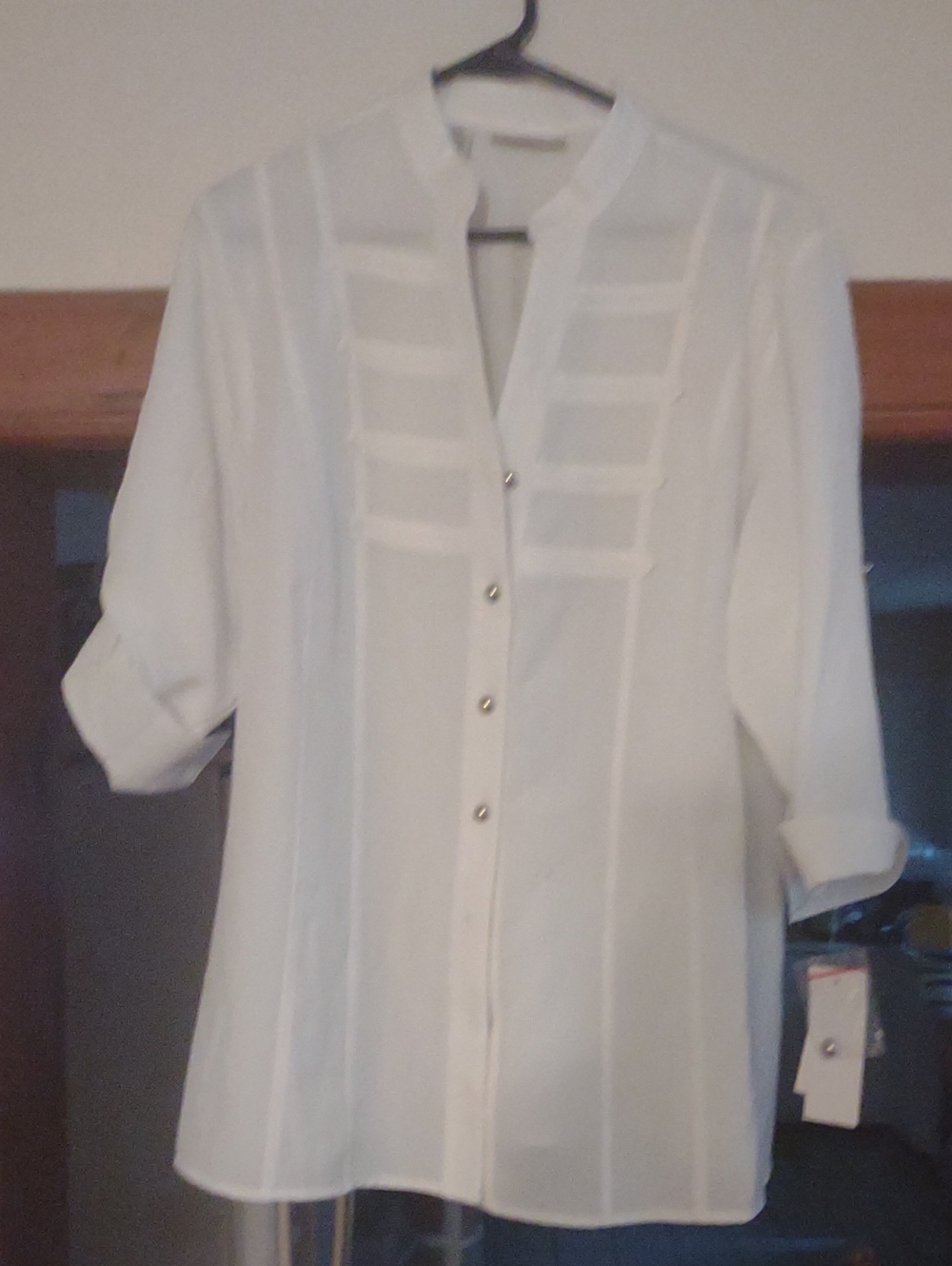 White Long Sleeve Button Front Blouse